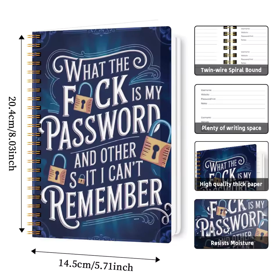 PassLog™ | Rolig Lösenordsbok / Password Organizer