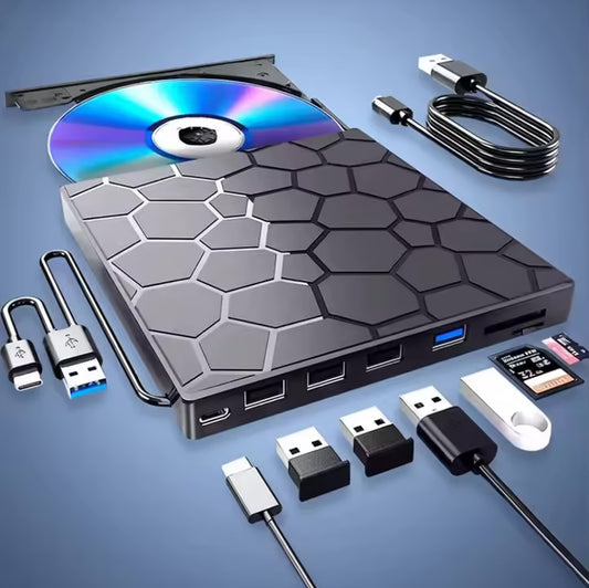 SkivaDock™ | 8-i-1 extern CD/DVD – spela upp, bränn och lagra filmer, musik och foton