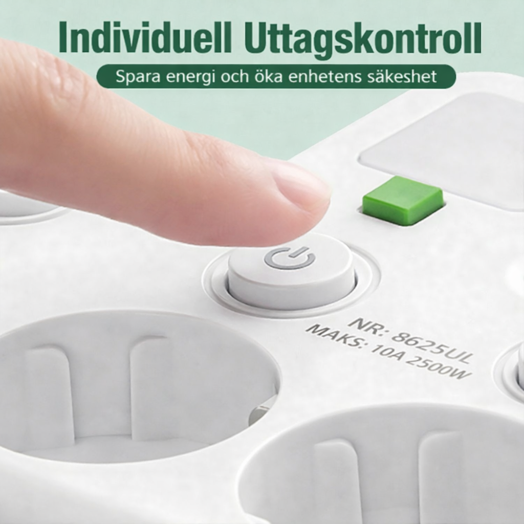 StrömPort™ | Smart multikontakt med USB-laddningshub