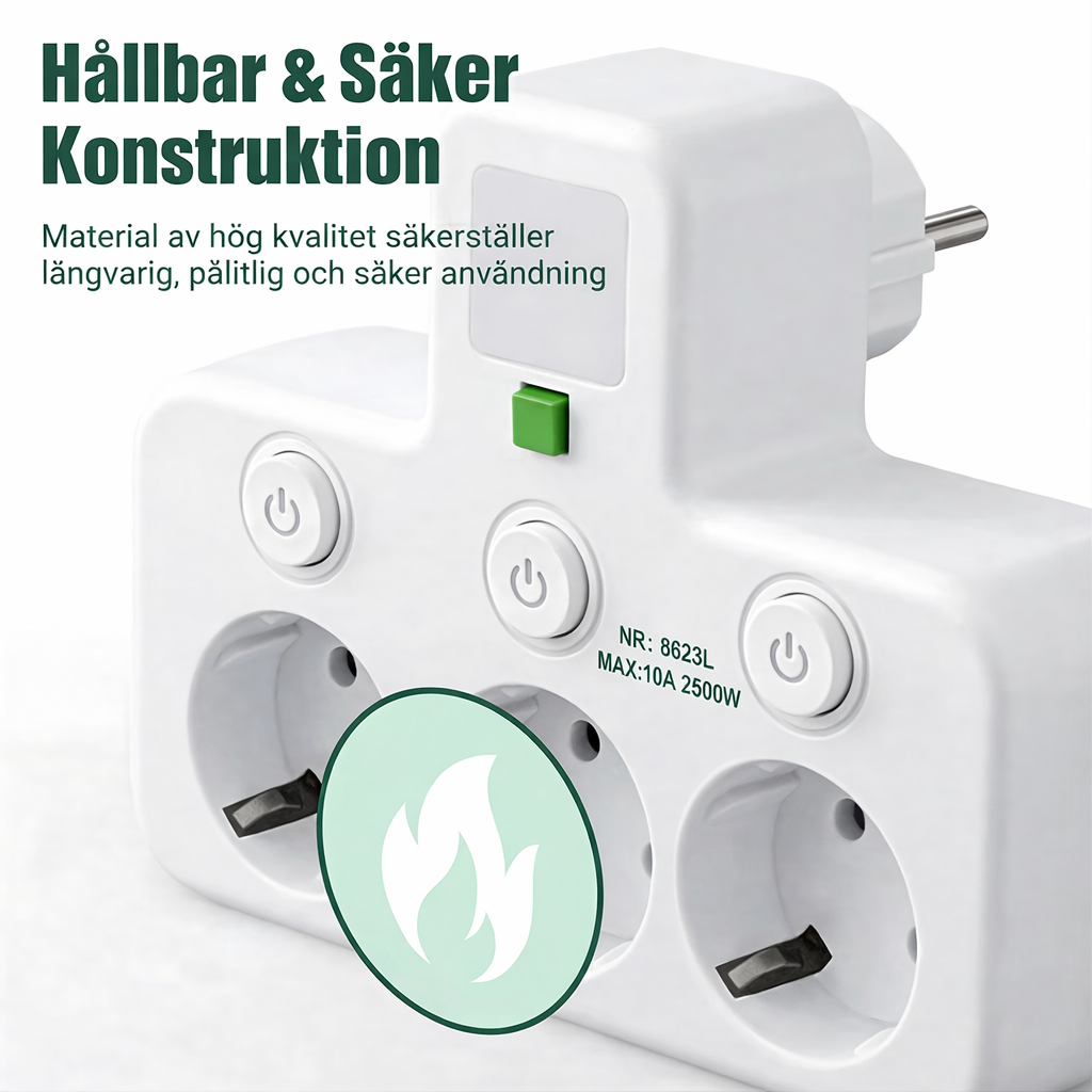 StrömPort™ | Smart multikontakt med USB-laddningshub