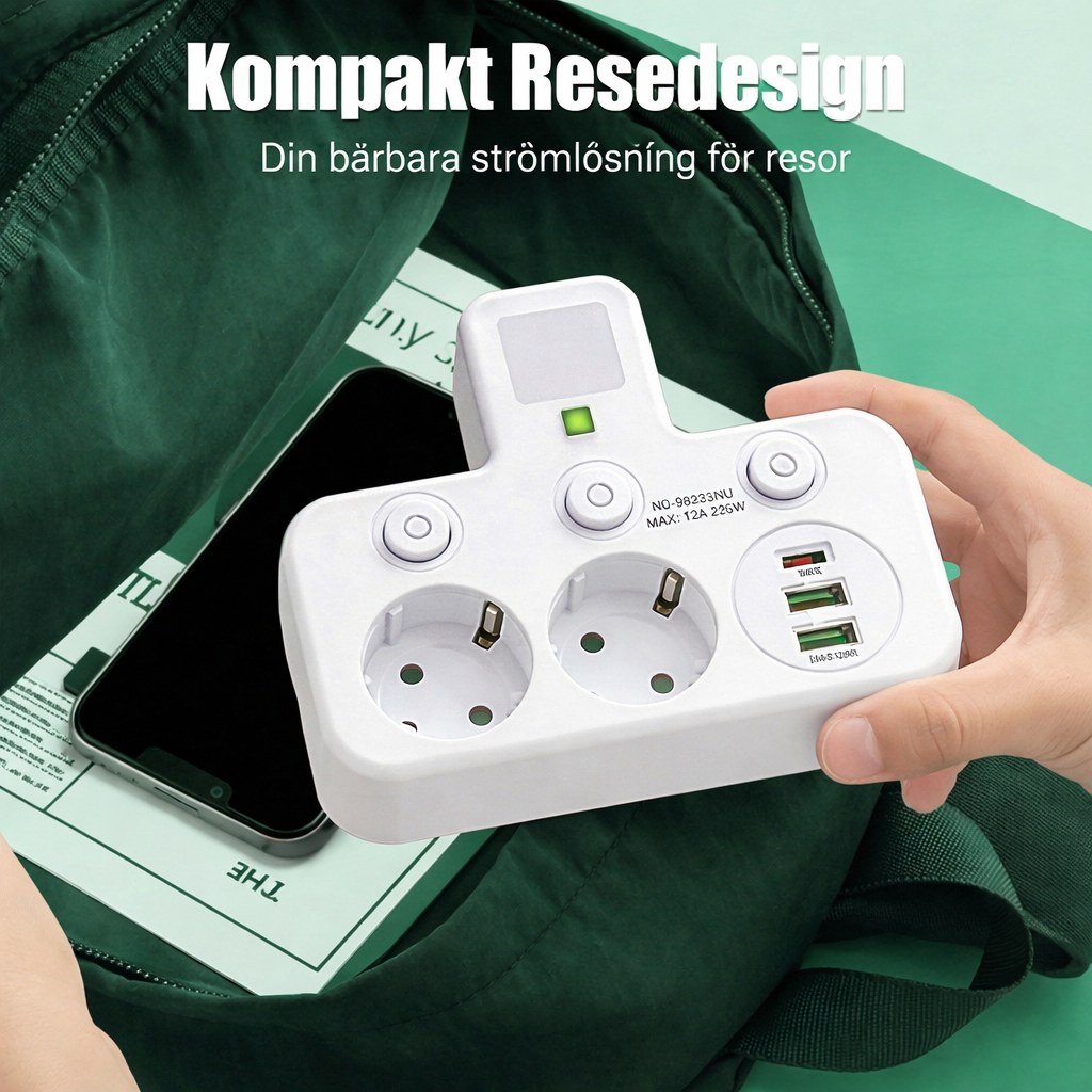 StrömPort™ | Smart multikontakt med USB-laddningshub