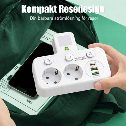 StrömPort™ | Smart multikontakt med USB-laddningshub