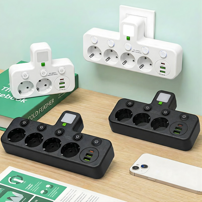 StrömPort™ | Smart multikontakt med USB-laddningshub