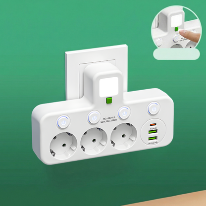 StrömPort™ | Smart multikontakt med USB-laddningshub
