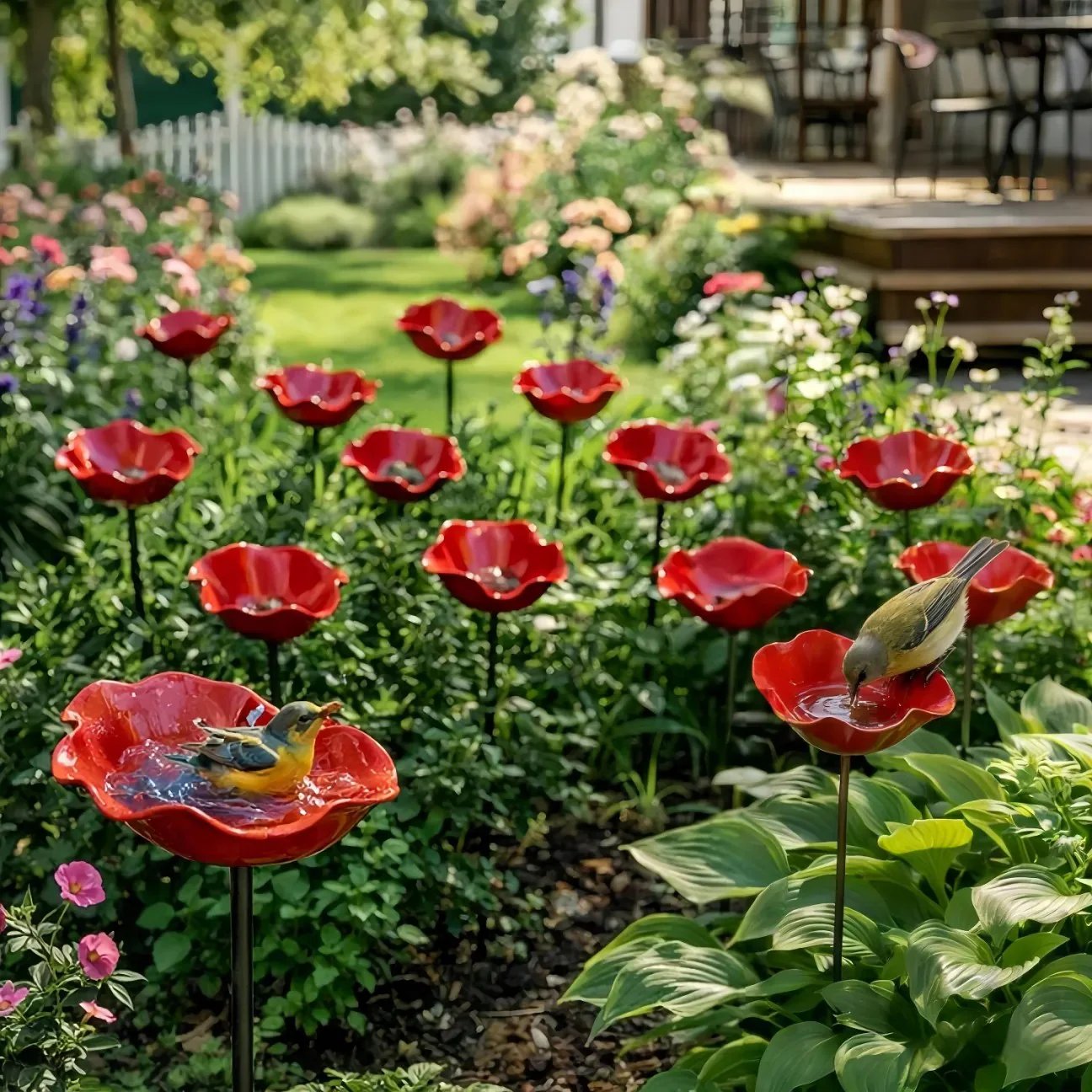 BlomHamn™ | Trädgårdsfågelbad & vattenstation för pollinerare