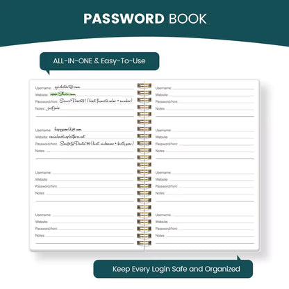 PassLog™ | Rolig Lösenordsbok / Password Organizer