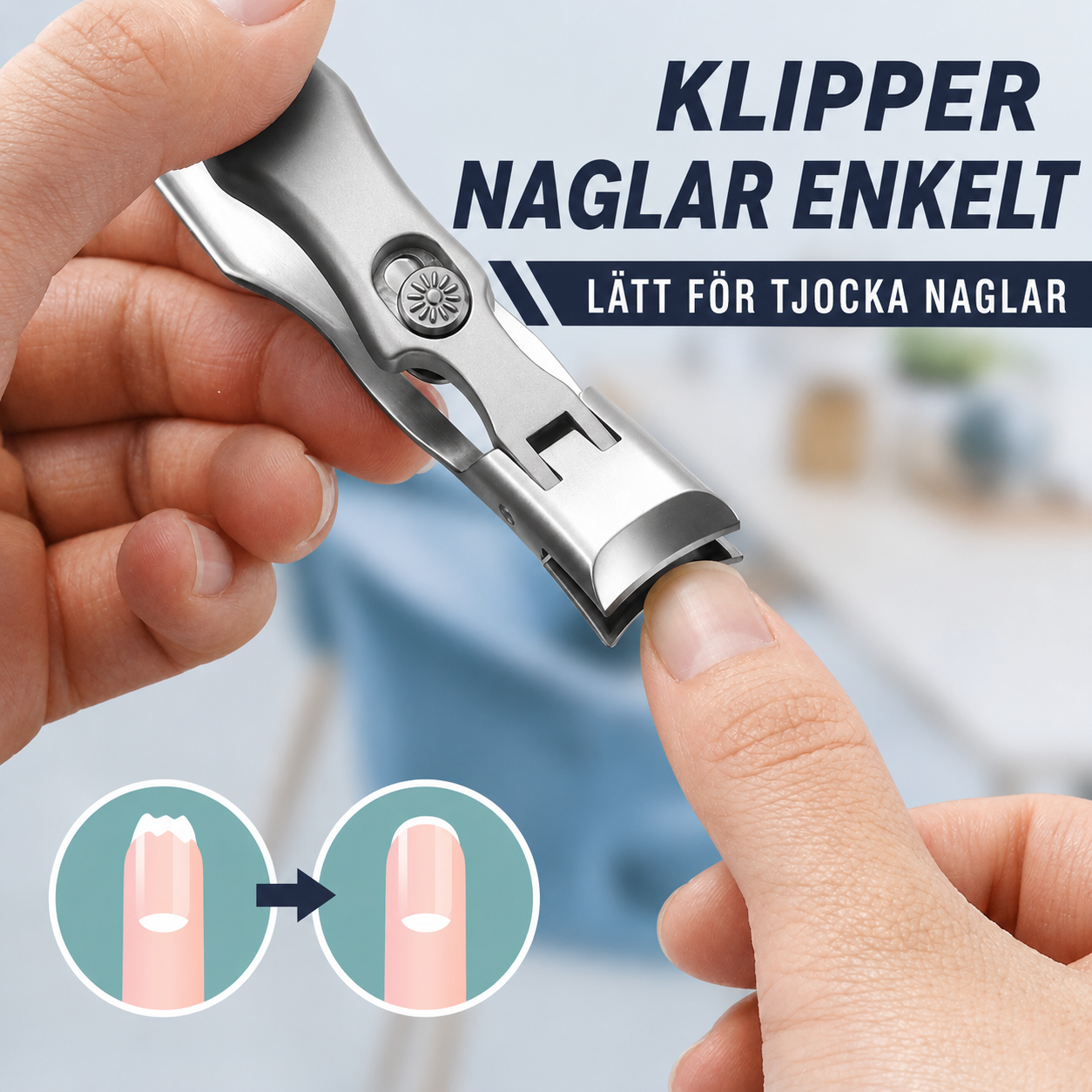 ErgoKlipp™ Ergonomiskt böjd nagelklippare – för tjocka naglar, inåtväxta naglar och enkel klippning