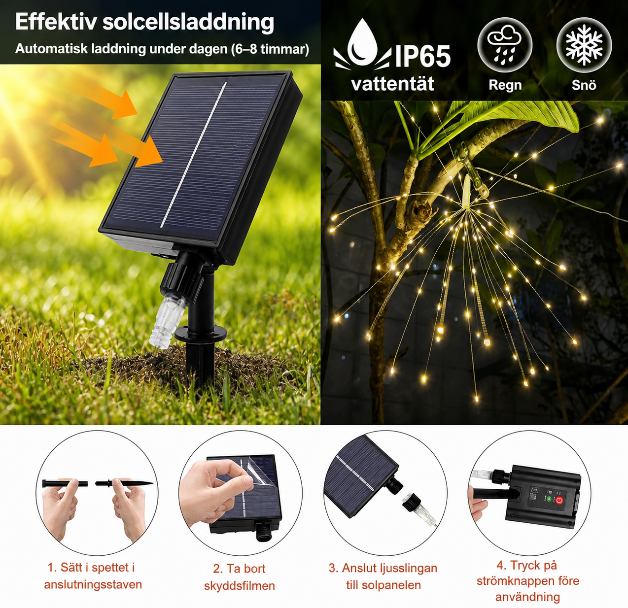 GlödStjärna™ | Solcellsdrivna magiska ljusbollar för uteplats & trädgård