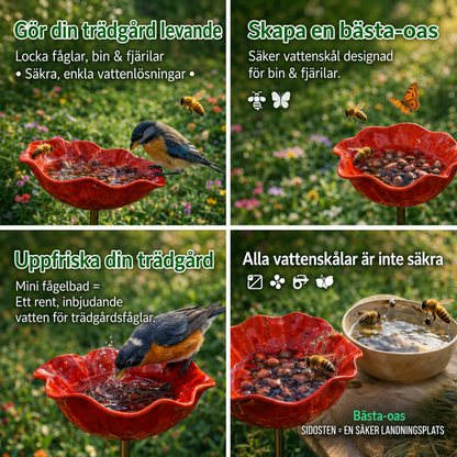 BlomHamn™ | Trädgårdsfågelbad & vattenstation för pollinerare