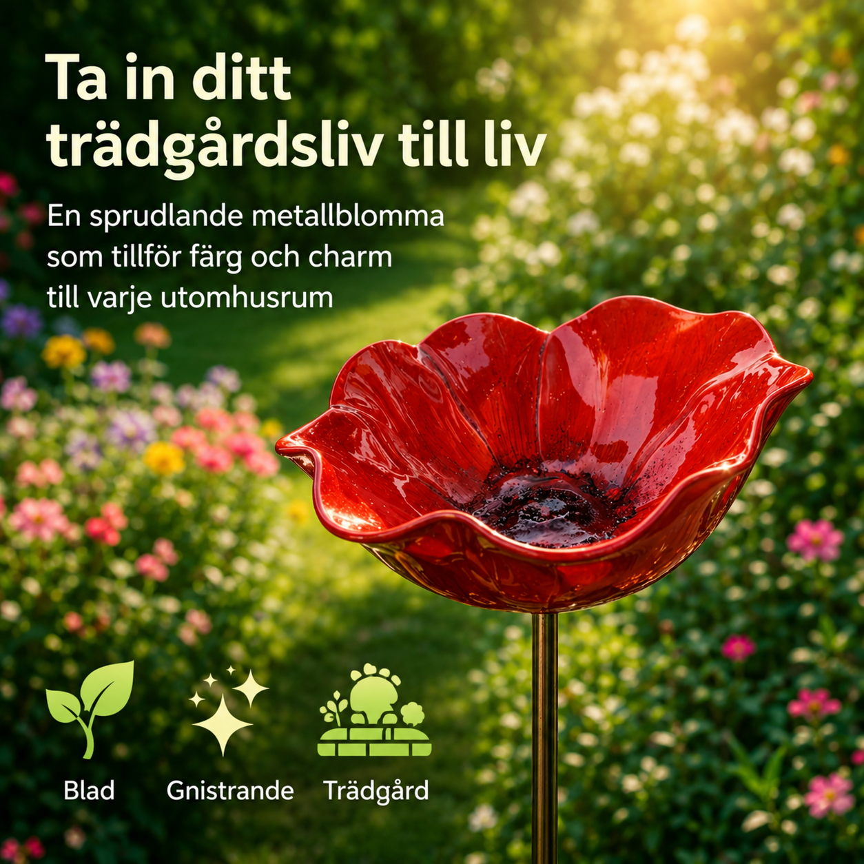 BlomHamn™ | Trädgårdsfågelbad & vattenstation för pollinerare