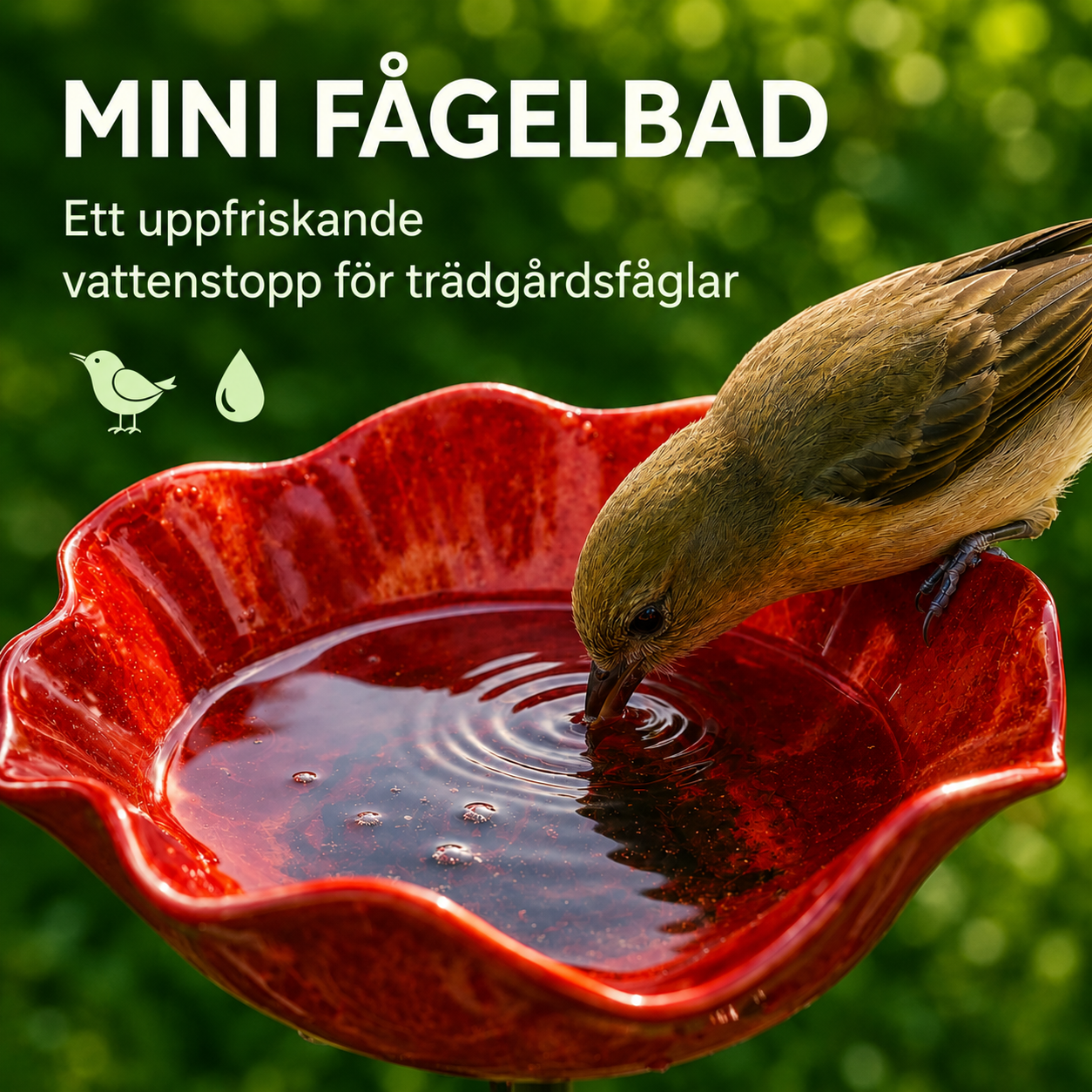 BlomHamn™ | Trädgårdsfågelbad & vattenstation för pollinerare