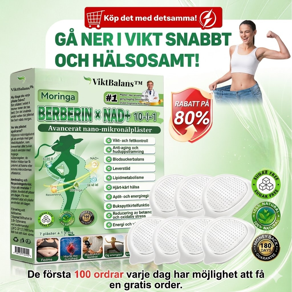 ViktBalans™ | 10-i-1 mikronålsplåster med Moringa, Berberin & NAD⁺ Dagligt stöd – märkbar skillnad över tid