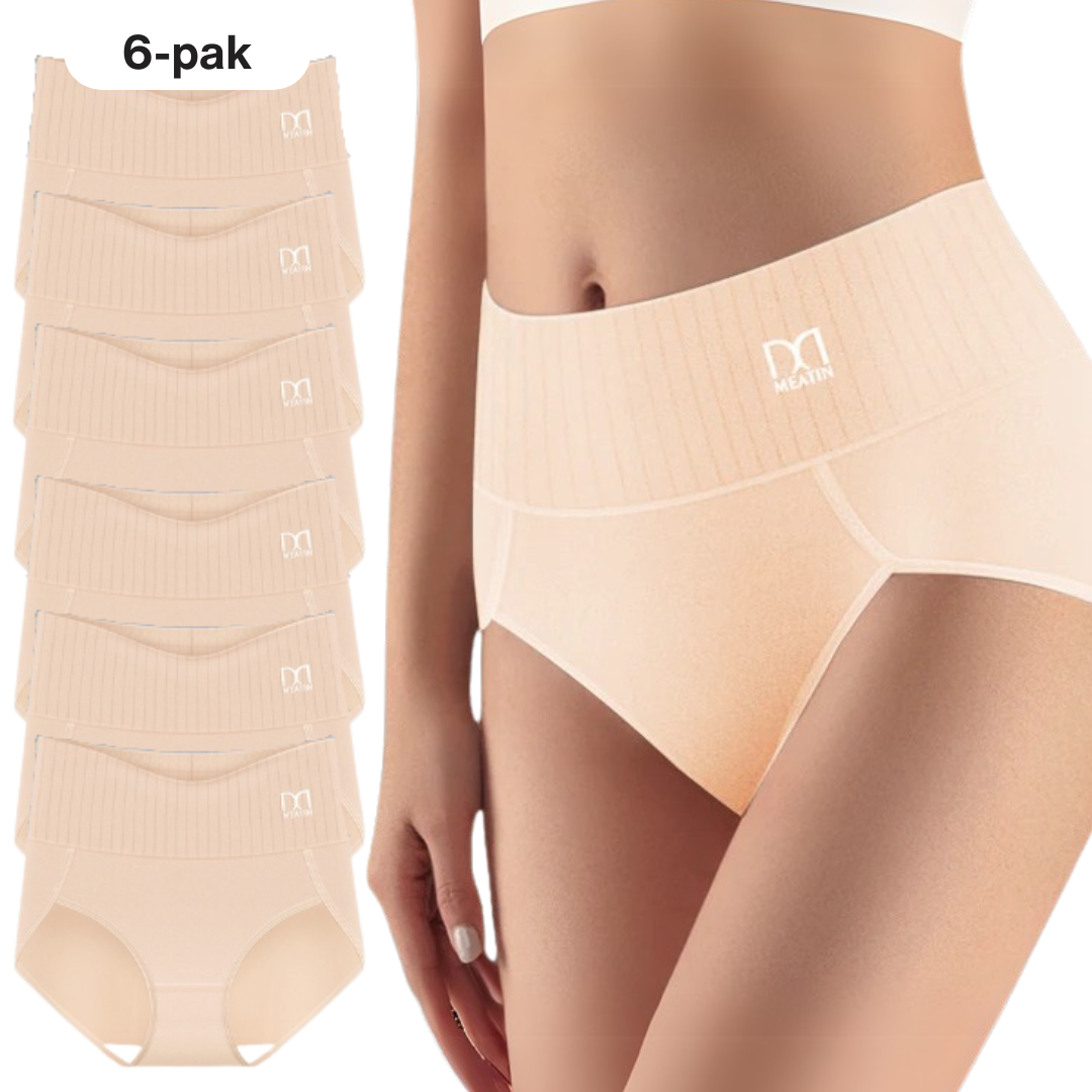 StödSilhuett™ | 6-pack andningsbara och bekväma högmidjade trosor med magkontroll