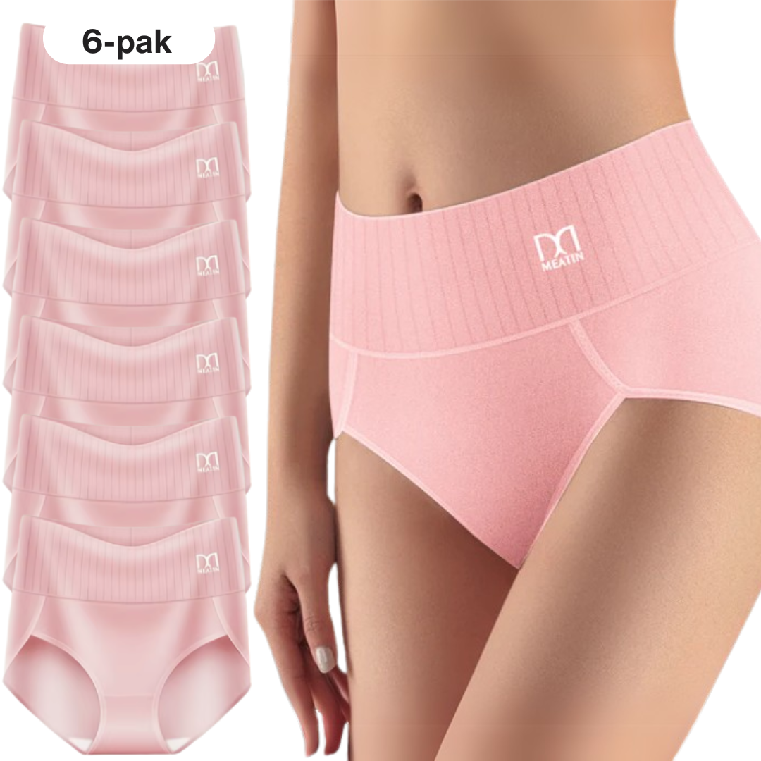 StödSilhuett™ | 6-pack andningsbara och bekväma högmidjade trosor med magkontroll