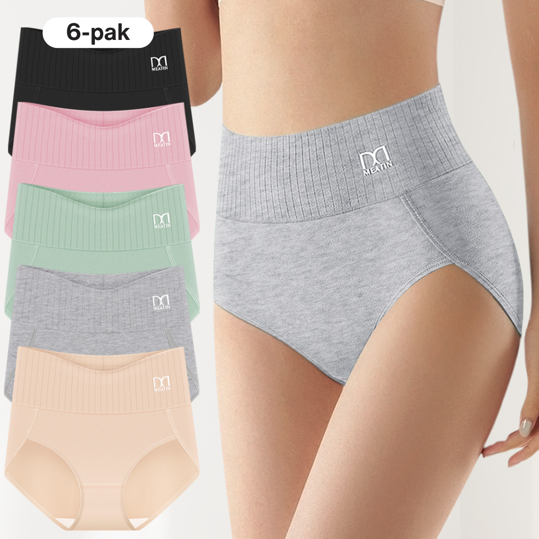 StödSilhuett™ | 6-pack andningsbara och bekväma högmidjade trosor med magkontroll