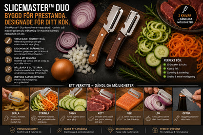 SliceMaster™ Duo | Multifunktionella Skal- & Rivknivar (2-pack)