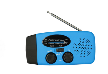 NödVakt™ | Nödradio 2000 mAh inbyggd Powerbank, Ficklampa och Solceller