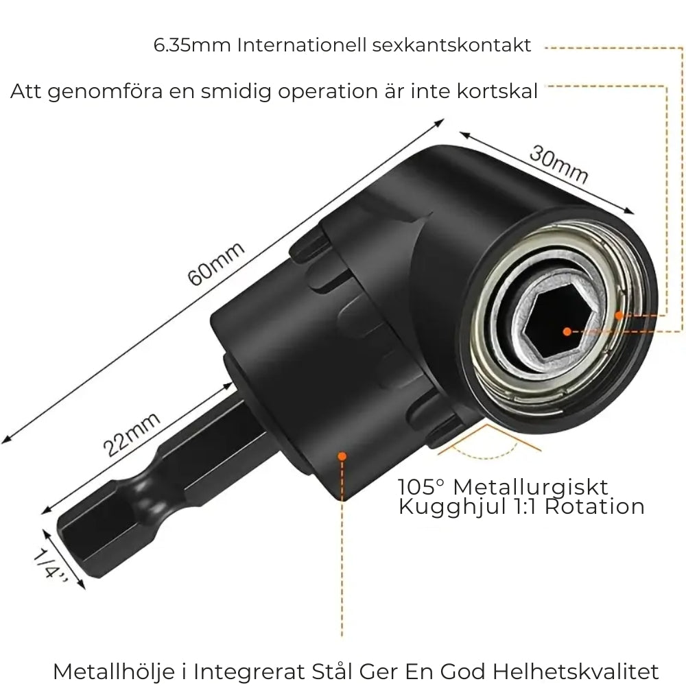 AngleDrive PRO™ | 105° Borrvinkeladapter - Nå Trånga Utrymmen med Lätthet