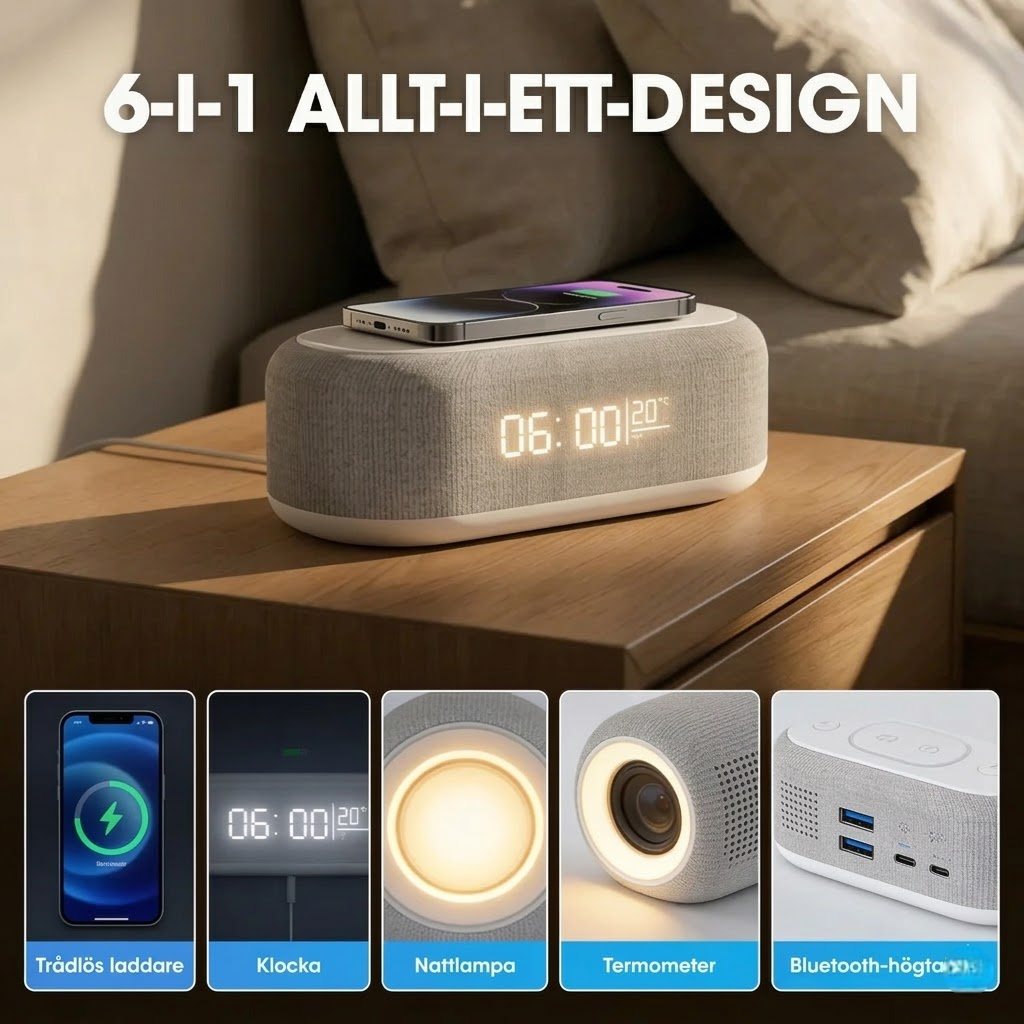 SmartStation™ | 6-i-1 Trådlös Laddstation med Flera Funktioner
