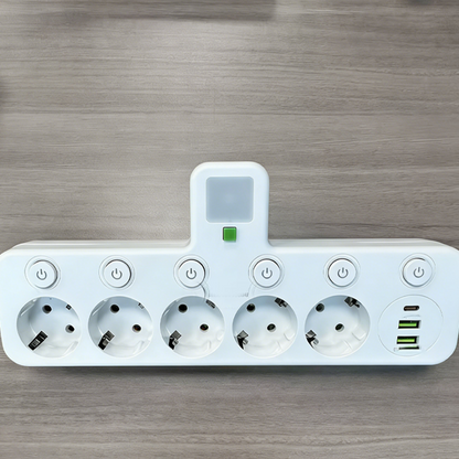 StrömPort™ | Smart multikontakt med USB-laddningshub