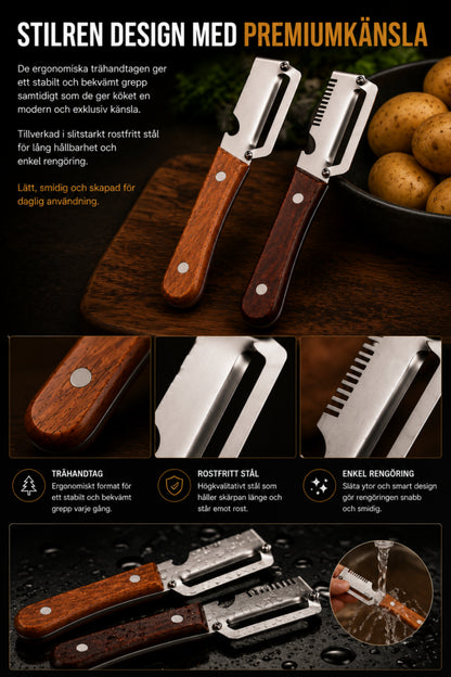 SliceMaster™ Duo | Multifunktionella Skal- & Rivknivar (2-pack)